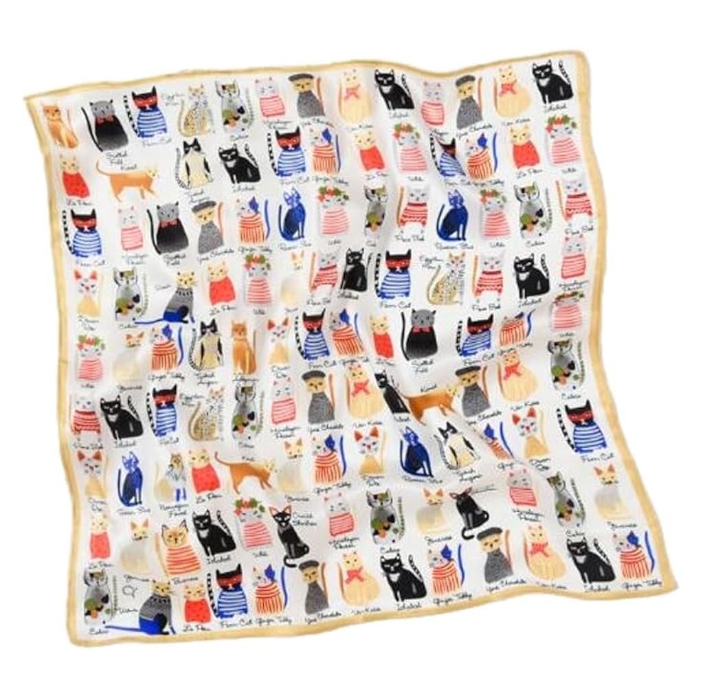 Symphony scarf 猫柄 大判 シルクスカーフ 赤 紺 Symphony scarf 猫柄 大判 シルクスカーフ 赤 紺 Symphony scarf